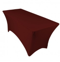 6ft Burgundy Spandex Lycra Rectangular Trestle Table Cloth Cover (Each) 