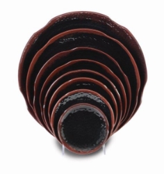 7 1/4? / 185mm Lotus Shape Plate, Tenmoku (12 Pack) 
