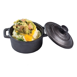  8 oz Cast Iron Casserole with Lid, 3.625” dia (5.125” with Handles) x 1.75” (3.375” with Lid) 