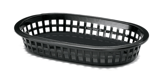 A La Carte Platter Baskets Polypropylene Oval Black 22 x 15 x 4cm (36 Pack) 