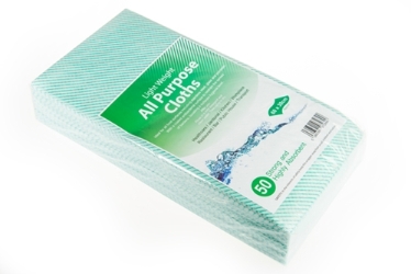 All Purpose Cloth - Green Striped 60x30cm Medium Duty 40GSM (x50) 