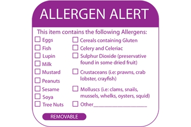 Allergen Alert Label - 50mm x 50mm (500 Labels) 