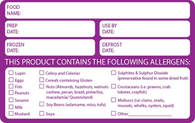 Allergen Date Info Label - 60mm x 95mm (x500) 