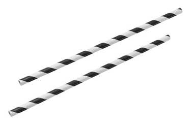 Black & White 8" Paper Straw (x25) 