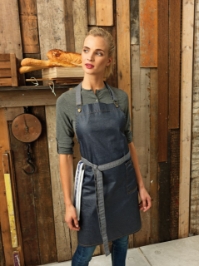 District Waxed Look Denim Bib Apron 