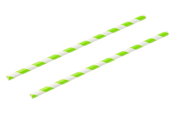 Green & White 8" Paper Straw (x25) 