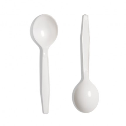 Heavy Duty White Plastic PS Dessert Spoon (x1000) 
