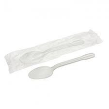 Ind Wrapped Medium Duty White Plastic PS Dessert Spoon (x500) 