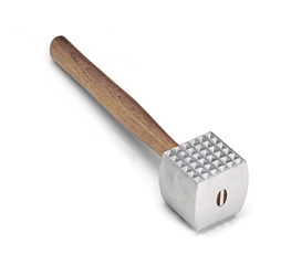 Meat Tenderizer, Cast Aluminum with Wood Handle, 13 x 2.75 x 3” 