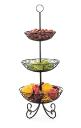 Mediterranean Collection(TM) Three-Tiered Fruit Basket, 10, 12 & 14” dia Baskets, 33.5” H 