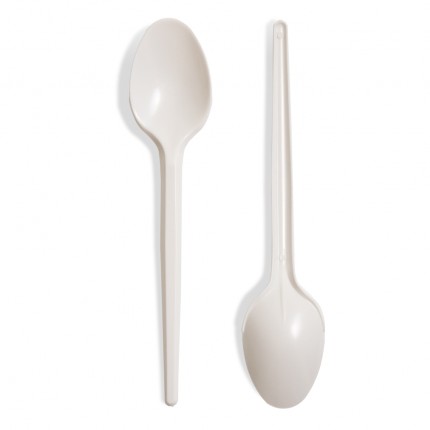 Medium Duty White Plastic PS Dessert Spoon (x1000) 