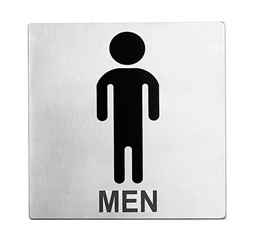 ”Men” Restroom Sign, Stainless Steel, 5 x 5” 