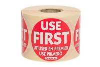 Red Use First Label - 50mm Round (x500) 