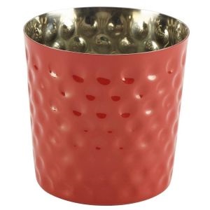 S/St. Serving Cup Hammered 8.5 x 8.5cm Red (Each) S/St., Serving, Cup, Hammered, 8.5, 8.5cm, Red, Nevilles