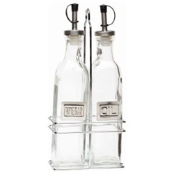Square Glass Oil & Vinegar With Chrome Stand (Each) Square, Glass, Oil, &, Vinegar, With, Chrome, Stand, Nevilles