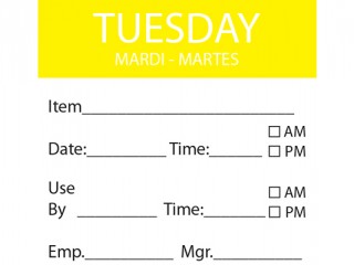 TUESDAY Day Label - 50mm x 50mm (x500) 