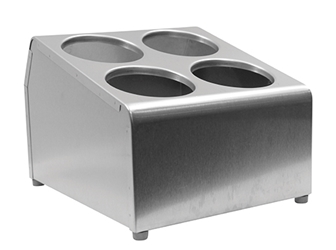  Two-Tiered Flatware Cylinder Holder with Four Holes, Stainless Steel, 12.25 x 10.25 x 8.5” 