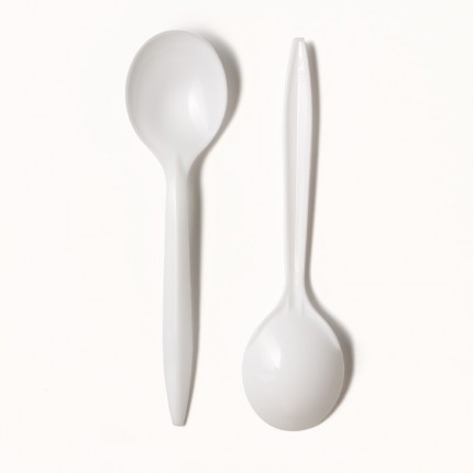 White Plastic PP Dessert Spoon Bulk Pack (1000) 