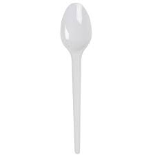 White Plastic PP Dessert Spoon (x100) 