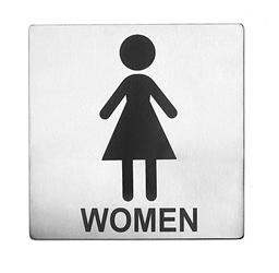 ”Women” Restroom Sign, Stainless Steel, 5 x 5” 