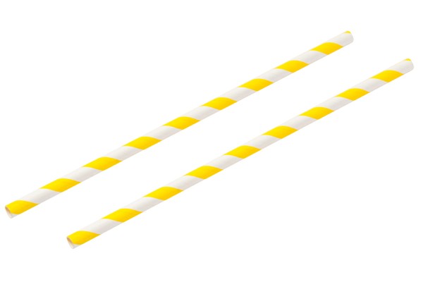 Yellow & White 8" Paper Straw (x25) 