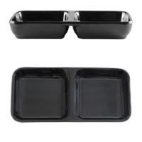 4 oz, 6? X 3? / 150mm X 75mm Twin Sauce Dish, Classic Black (12 Pack) 