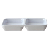 4 oz, 6? X 3? / 150mm X 75mm Twin Sauce Dish, Classic White (12 Pack) 