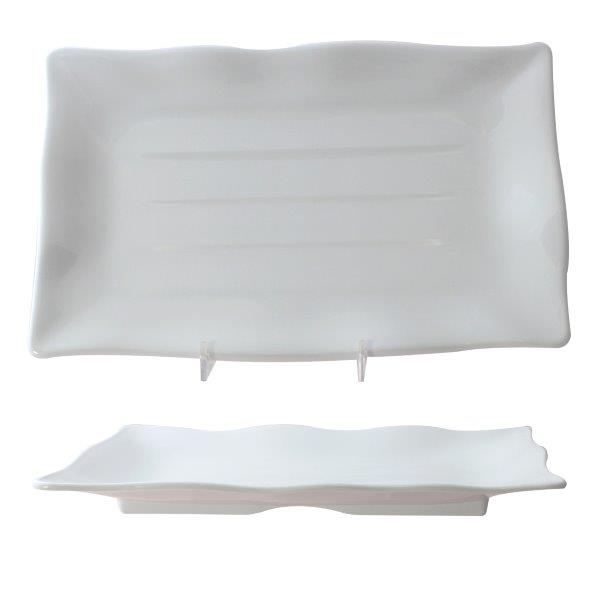 11 1/4? X 7 1/4? / 285mm X 185mm Wave Rectangular Plate, Classic White 