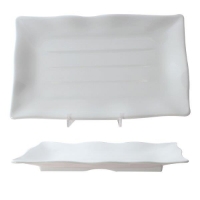 13 1/2? X 9 1/8? / 345mm X 230mm Wave Rectangular Plate, Classic White (12 Pack) 