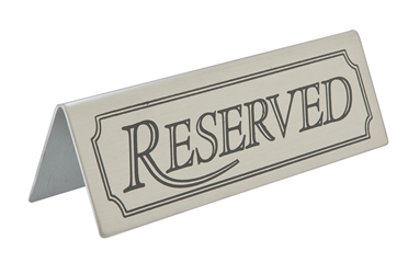 Reserved Table Sign Stainless Steel (Each) Reserved, Table, Sign, Stainless, Steel, Beaumont