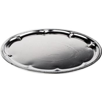 Embossed Oval Tray, Chrome Plated, Rolled Edge 46x34cm (Pack of 1) 