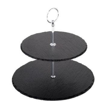 Natural Slate 2 Tier Tray 25/20cm (Pack of 1) 