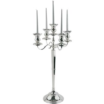 Candelabra 5 Arms, Nickel Plated Zinc Alloy. Heavy Gauge (Pack of 1) 