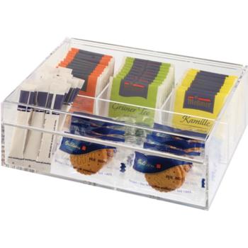 Tea Caddy, Transparent, 4 Compartment (Pack of 1) 