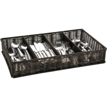 Poly Rattan Cutlery Basket Black (Pack of 1) 