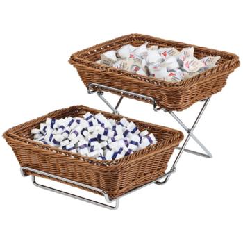 Polypropylene Rattan Basket 32.5x26.5 (Brown) (Pack of 1) 