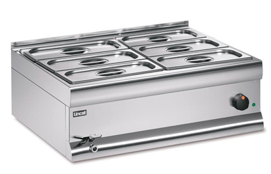 Bain Marie Wet heat - with 6 x 1/3 GN dishes and lids 