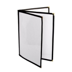 3 Page Book Fold Menu Cover, 216mm x 279mm / 8 1/2? x 11?, Black 