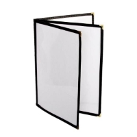 3 Page Book Fold Menu Cover, 216mm x 279mm / 8 1/2? x 11?, Black 