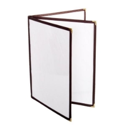 3 Page Book Fold Menu Cover, 216mm x 279mm / 8 1/2? x 11?, Brown 
