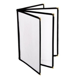 4 Page Book Fold Menu Cover, 216mm x 279mm / 8 1/2? x 11?, Black 