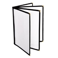 4 Page Book Fold Menu Cover, 216mm x 279mm / 8 1/2? x 11?, Black 