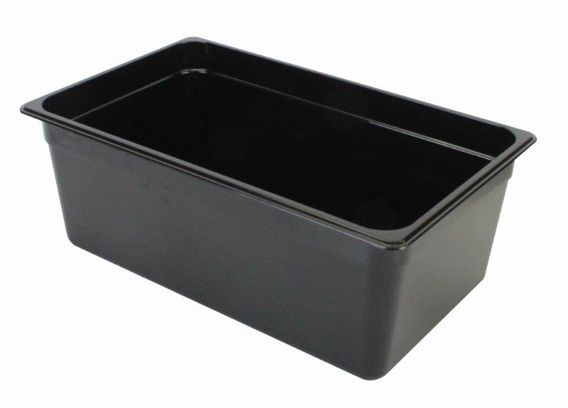 GN 1/1, 200mm Deep, 25.7Ltr Gastronorm Container, Polycarbonate, Black 