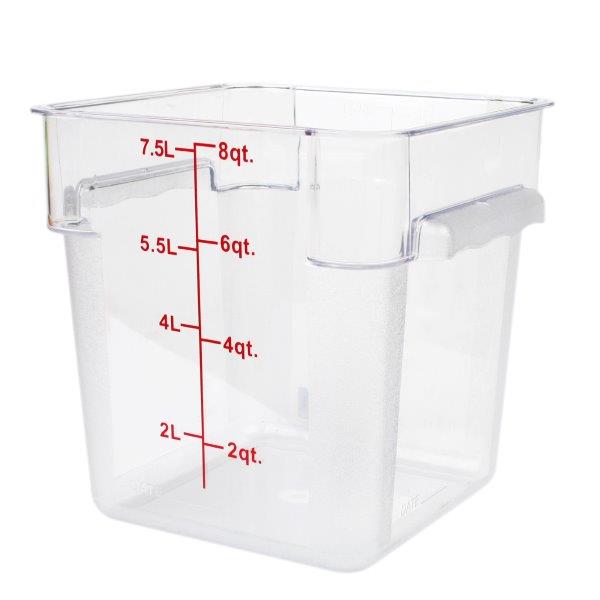 7.6Ltr / 8 qt (248mm x 222mm x 222mm) Square Food Storage Container, Polycarbonate 