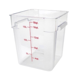 17Ltr / 18 qt (305mm x 279mm x 318mm) Square Food Storage Container, Polycarbonate 