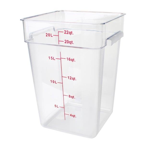 20.8Ltr / 22 qt (308mm x 283mm x 397mm) Square Food Storage Container, Polycarbonate 
