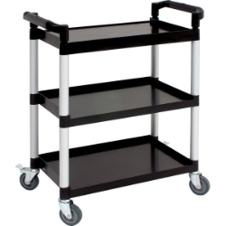 LARGE SERVICE TROLLEY 106 X 48 X 100CM BLACK Compact, 3, Tier, Polypropylene, Trolley, Nevilles