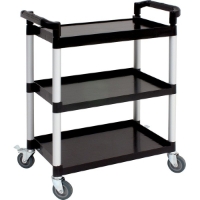 LARGE SERVICE TROLLEY 106 X 48 X 100CM BLACK Compact, 3, Tier, Polypropylene, Trolley, Nevilles