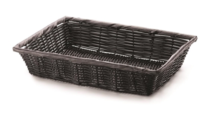 Handwoven Rectangular Basket, Black, 14 x 10.5 x 3” 