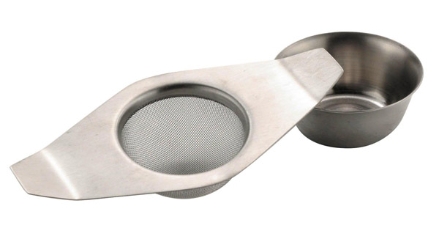 Teastrainer Double Arm With Drip Bowl 